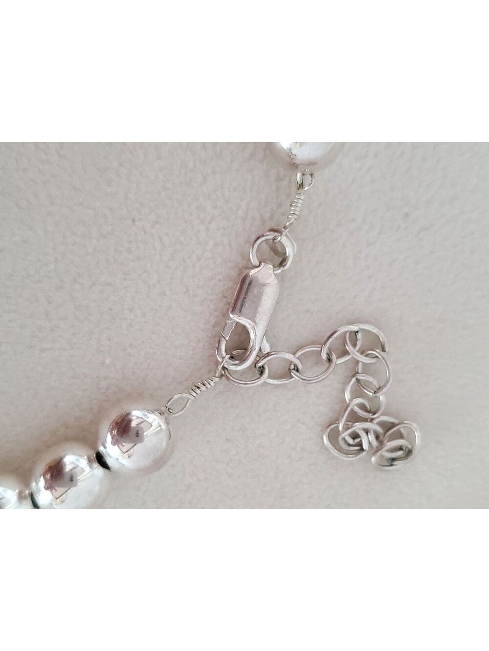Vintage Sterling Silver Bead Necklace - Picture 3 of 5